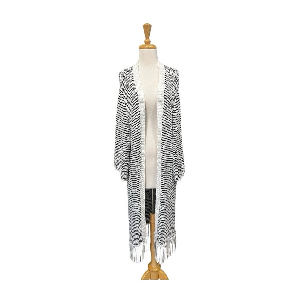 Anthropologie Akemi + Kin Pippa Open Knit Fringe Duster Kimono One Size
